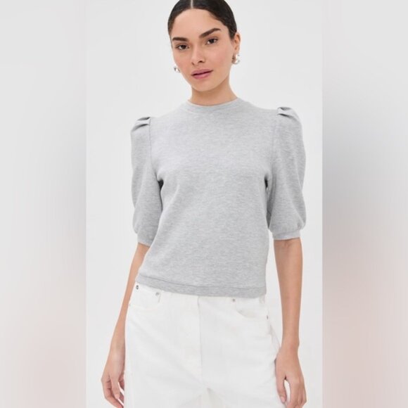 Le Bop Gray Puff Sleeve Top size Medium - Picture 1 of 3
